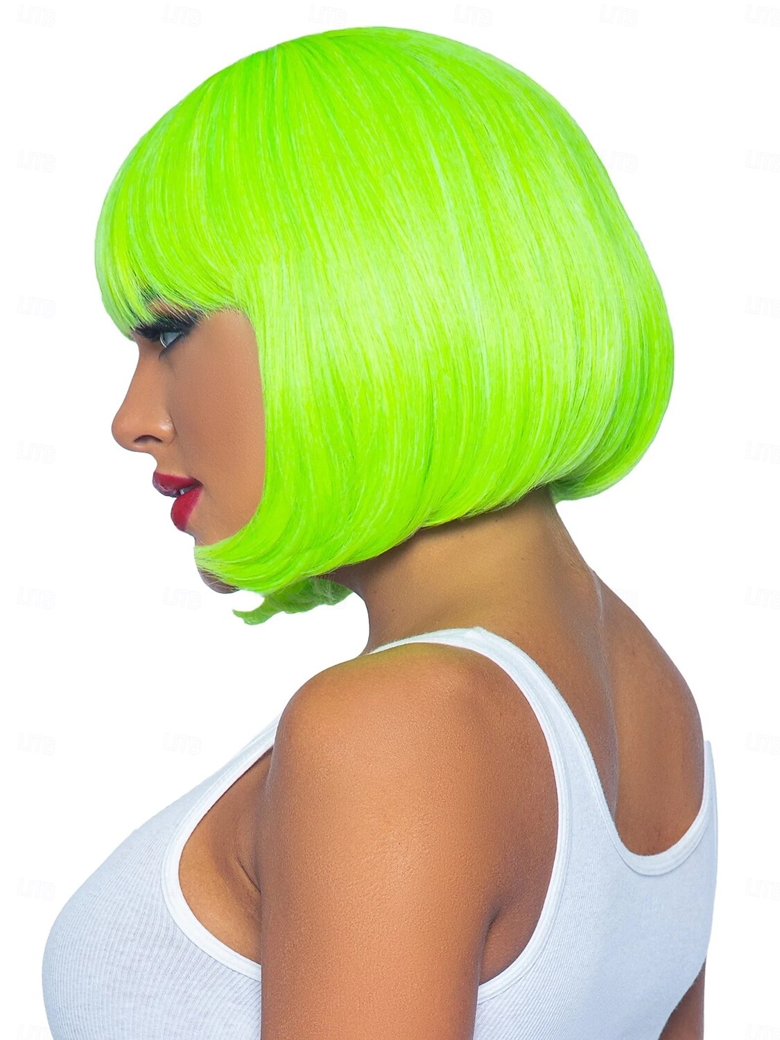kvinners 12 tommers neon kort bob parykk for carvinal 2025 - $27.99 –P3