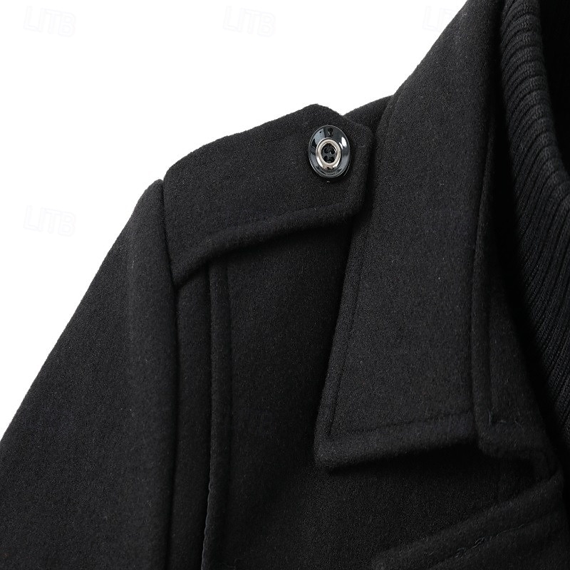 Hombre Abrigo de invierno Abrigo de lana Sobretodo Abrigo corto Exterior Trabajo Otoño invierno Lana Resistente al Viento Templado Ropa de calle Ropa Brasieres Esencial Color sólido Cuello enrollado 2025 - $88.99 –P18