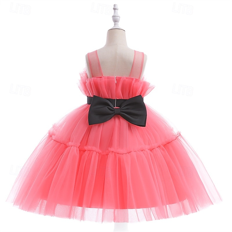 Bloemenmeisjesjurk kinderen Voor meisjes Prinses jurk Prestatie Bruiloft Feest Elegant Mooi Netstof Effen Kleur Mouwloos Strakke ronde hals Blozend Roze Groen 4 jaar + 2025 - $36.99 –P3