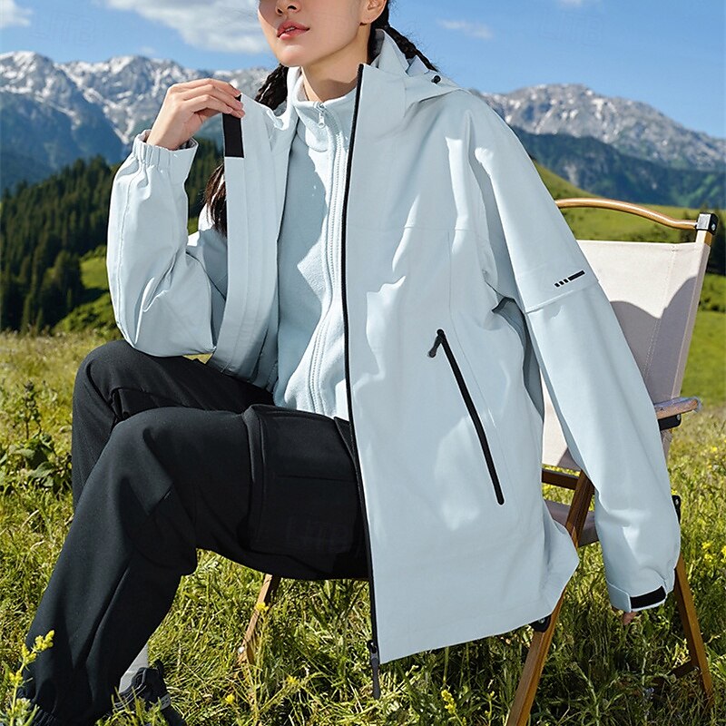Dame Softshell jakke Turjakke Vinter utendørs Hold Varm Fleecefor Vindtett Vannavvisende 3-i-1-jakker Vinterjakke Fleecejakker Reise Svart Krystall Rosa Beige Lyseblå 2025 - $102.39 –P6