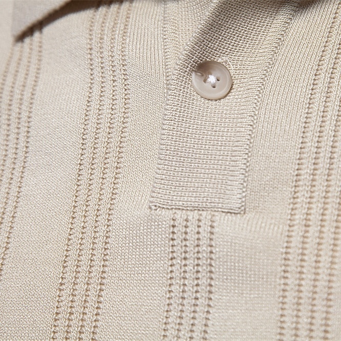 Men's Business Casual Lapel Button Short Sleeve Vintage Fashion Solid Color Vertical Stripes Buttons All Seasons Black Bronze Light Grey Beige 2025 - $26.99 –P9