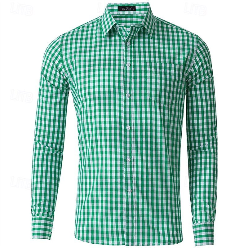 Men's Shirt Dress Shirt Button Up Shirt Plaid Wedding Party Black Pink Red Brown Long Sleeve Lapel Spring &  Fall Clothing Apparel 2025 - $29.99 –P11