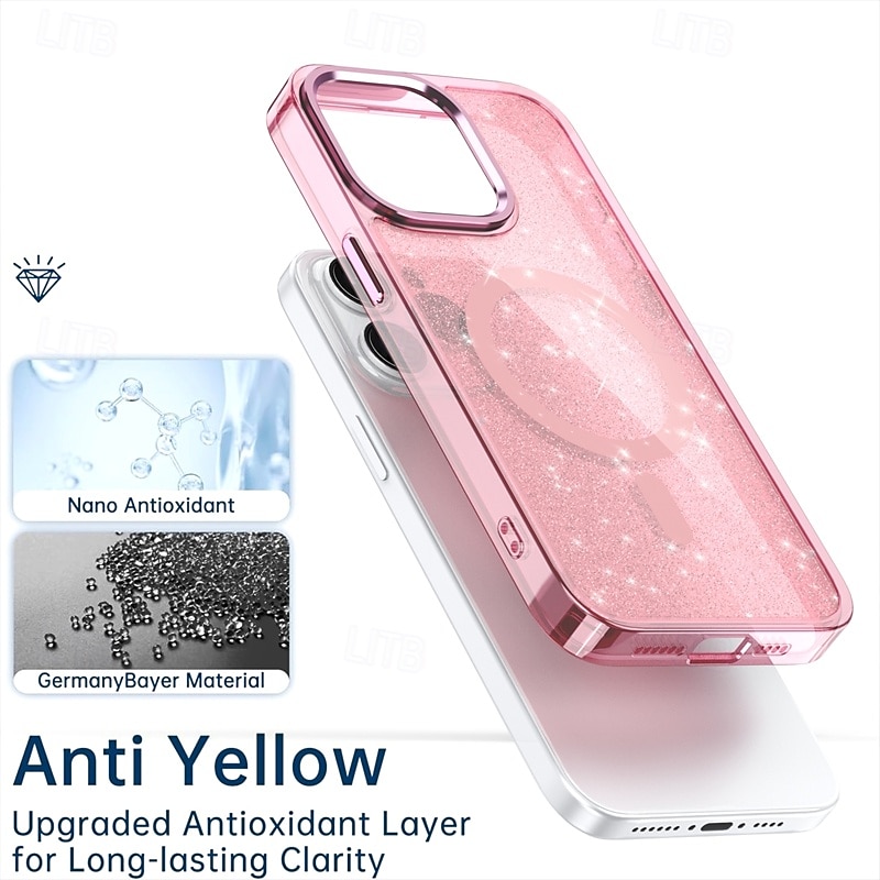 2025年 電話 ケース 用途 iPhone 17 Pro Max 17 Air 16 15 14 Pro Max Plus 13 12 11 Pro Max バックカバー 磁石バックル ブリンブリングリッターシャイニー 耐衝撃 レトロ風 PC シリコーン  コレクション – $16.99 –P3