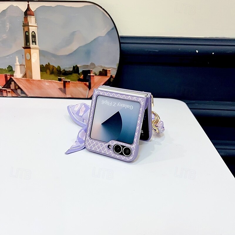 телефон Кейс для Назначение SSamsung Galaxy Z-флип 6 Z Flip 5 Z Flip 4 Кейс на заднюю панель с ремешком на запястье Защита от удара Ретро ПК 2025 - $21.99 –P3
