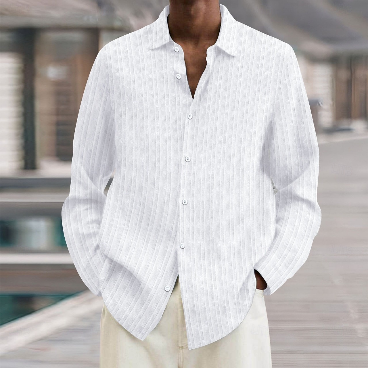 Per uomo Camicia Camicia estiva Maglietta informale Camicia da spiaggia Camicia con bottoni Cachi chiaro Nero Bianco Verde chiaro Blu marino scuro Manica lunga Tinta unica Colletto Da mare Giornaliero del 2025 a $25.99 –P3