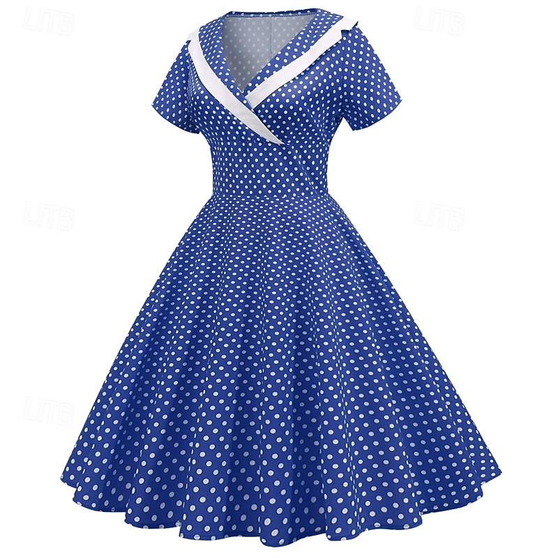 Elegante Classico Anni 1950 Vestito A Pois Linea ad A Costume Per donna San Valentino Evento / Festa Data Tè Adulti Vestito Primavera & Estate del 2025 a $21.99 –P11