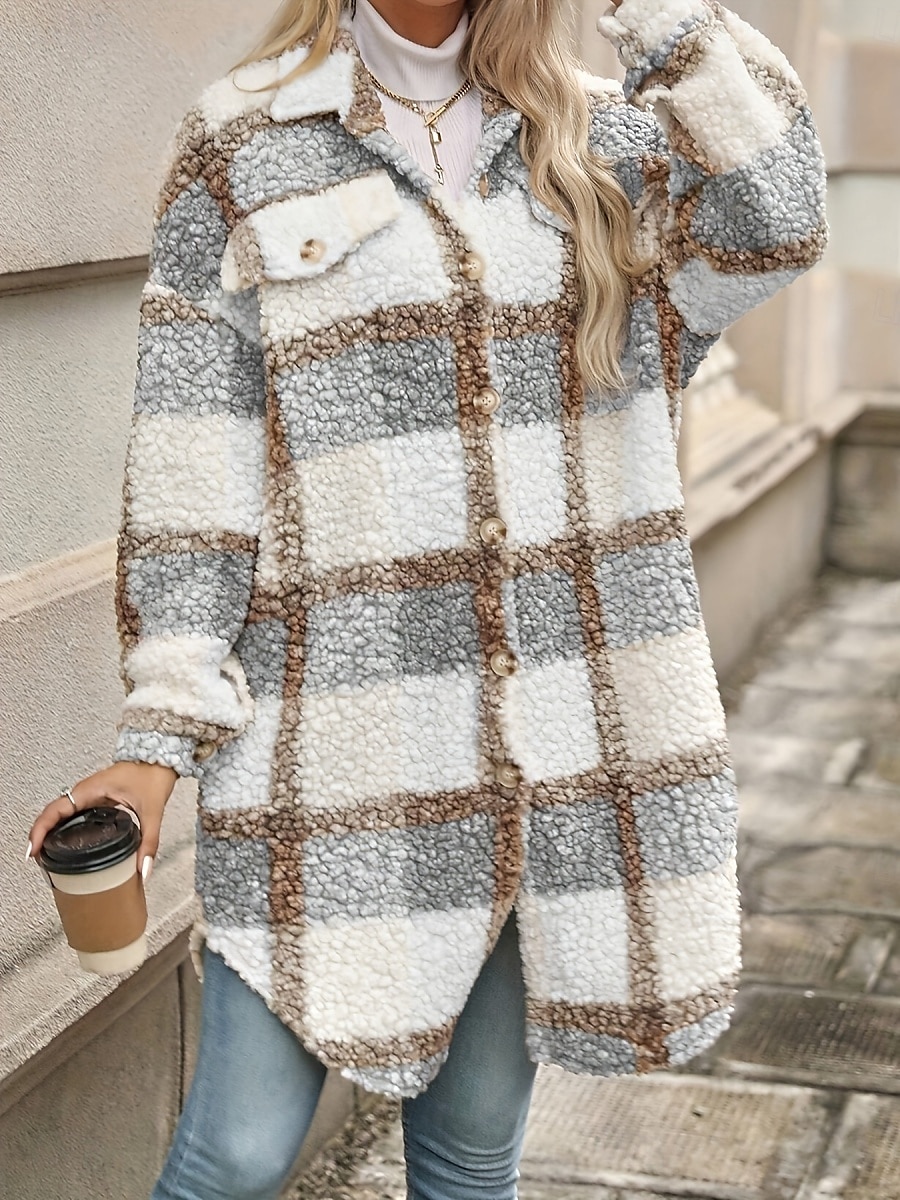 Per donna Cappotto invernale Giacca invernale Giacca in pile Giacca in sherpa Esterno Strada Giornaliero Autunno Inverno Standard Cappotto Standard Tenere al caldo Traspirante Contemporaneo Moda del 2025 a $36.99 –P5