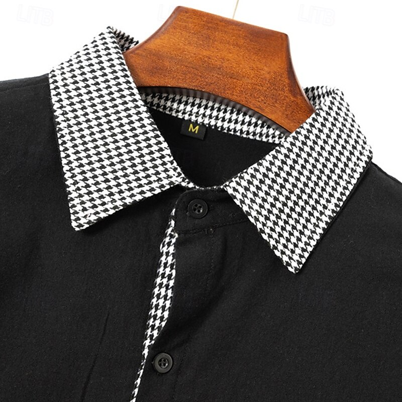 Herren Hemd Oberhemd Knopfhemd Farbblock Hochzeit Party Schwarz Weiß Rosa Orange Langarm Kargen Frühling & Herbst Bekleidung Patchwork 2025 - $26.99 –P10
