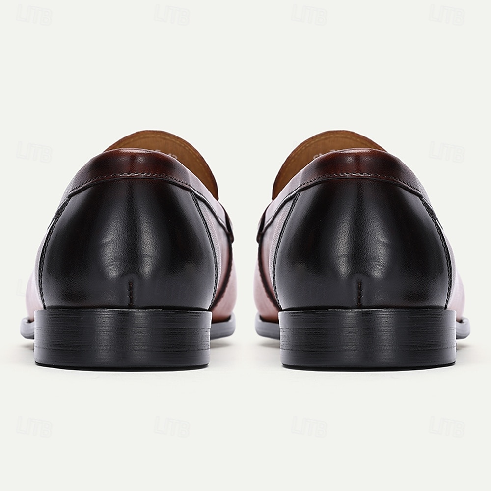 Stylish Brown Leather Loafers with Woven Detail and Metal Bit for Men | Perfect for Casual and Business Casual 2025 - $94.99 –P5