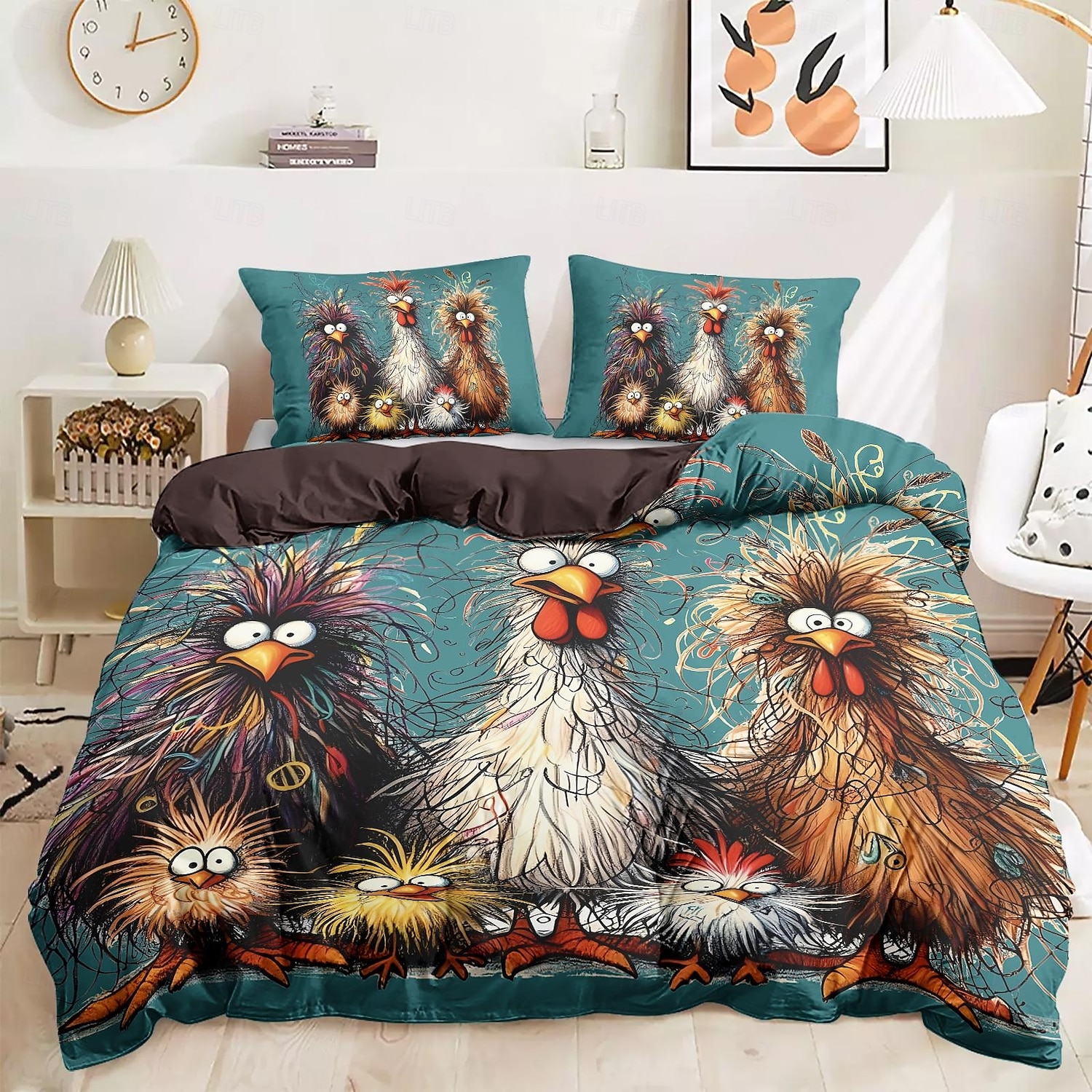 Rooster Funny Duvet Cover Set 100% Cotton Soft and Comfortable Bedding Set with Fun Rooster Print Cozy and Stylish Perfect for Bedroom Decor Easy Care and Machine Washable 2025 - $60.99 –P24