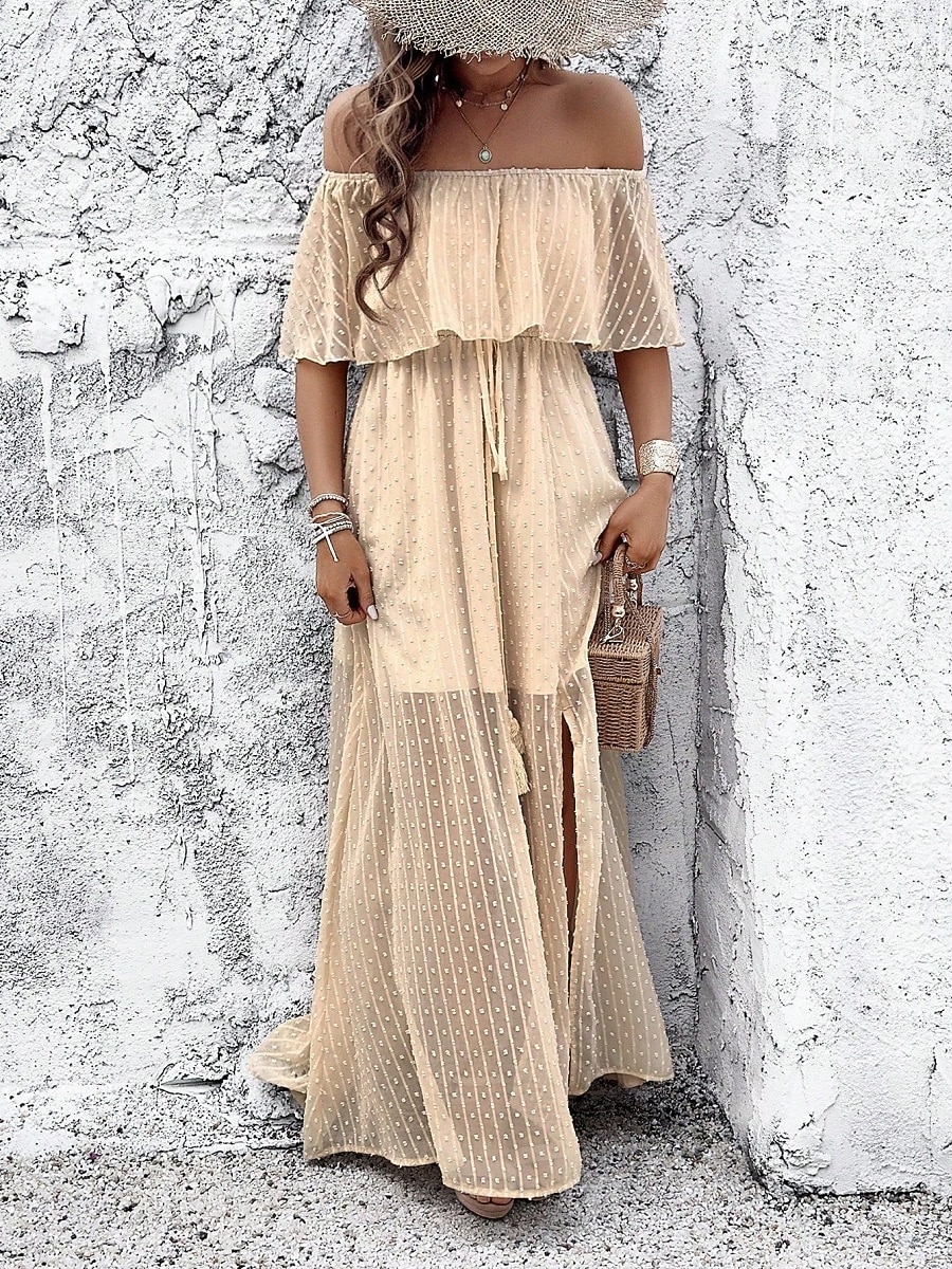 slim fit dress slacks Diamond Crochet Button Maxi Dress
