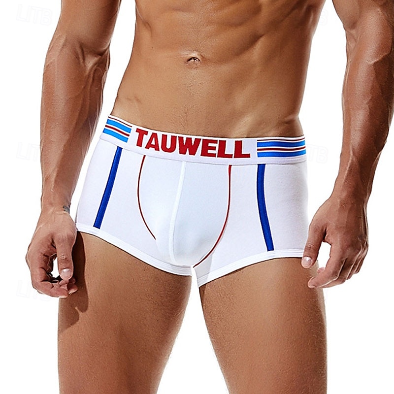 Men's 1 PCS Boxers Underwear Boxer Shorts Patchwork 90% Cotton Breathable Soft Comfortable Color Block Letter Mid Rise Black White 2025 - $10.49 –P11