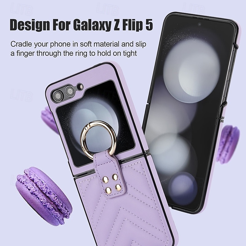 2025年 電話 ケース 用途 サムスンのギャラクシー Zフリップ6 Z Flip 5 Z Flip 4 Z Flip 3 バックカバー リングバックル 耐衝撃 レトロ風 TPU PUレザー コレクション – $23.99 –P13
