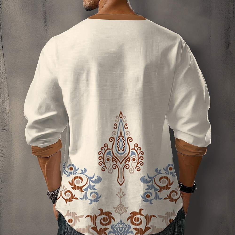 Homme Floral Chemise décontractée Chemise boutonnée manche longue Mode Décontractée Casual Eté Printemps Col V Boutons Jaune de 2025 ? $26.99 –P2