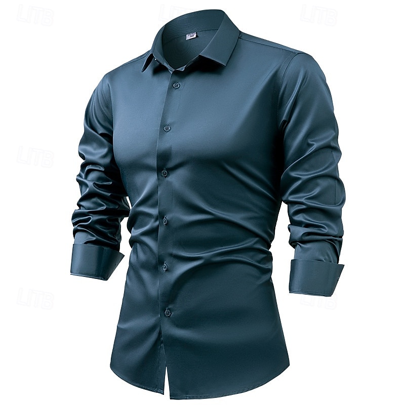 Miesten Paita Pukupaita Button Up paita Tavallinen Häät Juhla Musta Valkoinen Vaalean vihreä Vaaleanpunainen Pitkähihainen Kauluskäänne 봄 & Syksy Vaatetus 2025 - $28.99 –P10