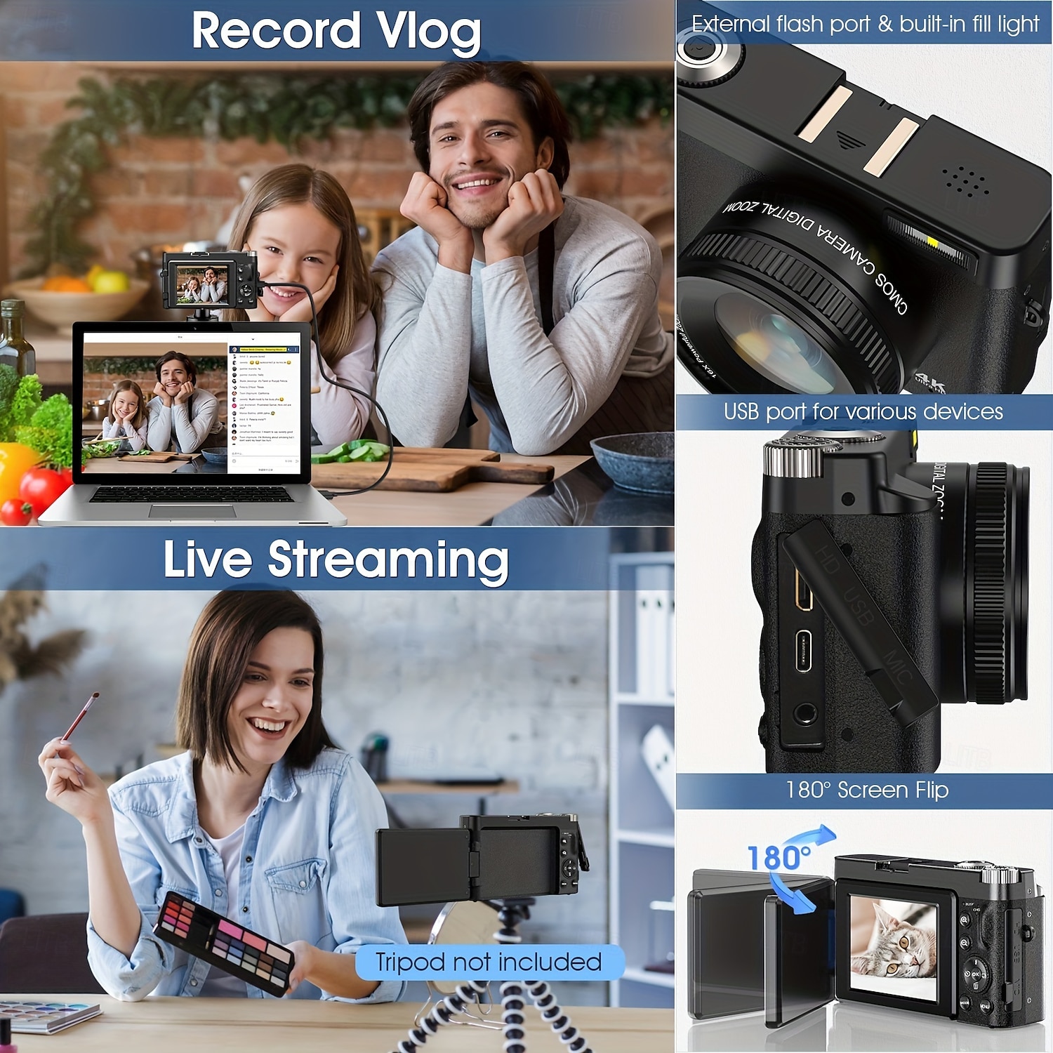 2025年 4k デジタルカメラ 48MP カメラ オートフォーカス コンパクトデジタルカメラ フラッシュライト付き ポイントアンドシュートカメラ 小型デジタルカメラ  コレクション – $151.99 –P9