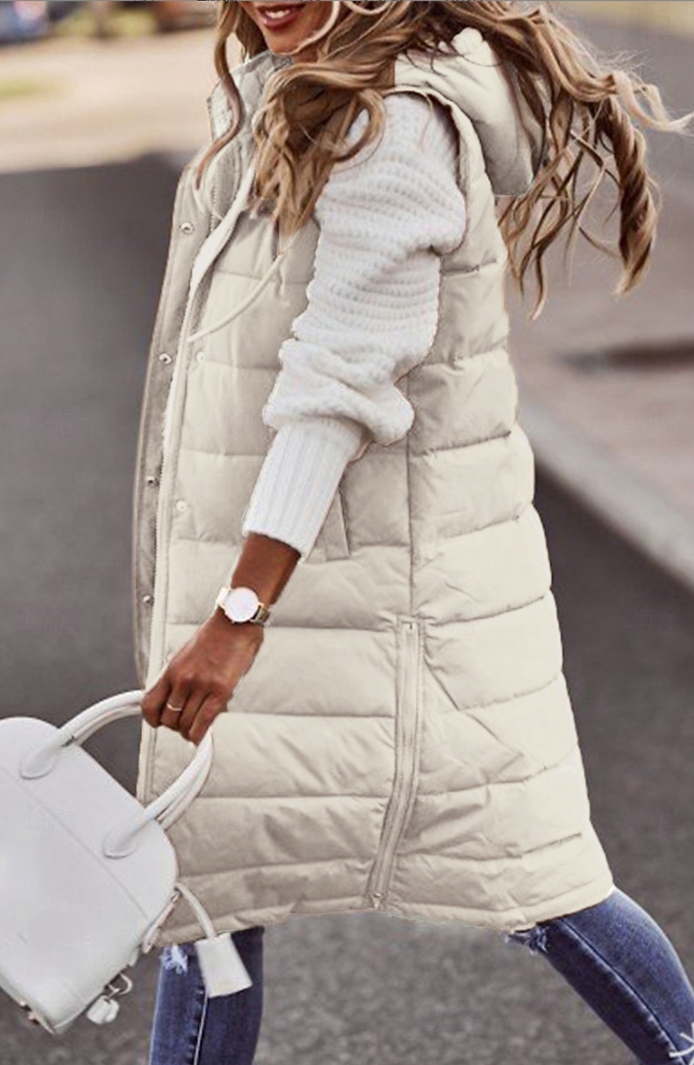 fleeceväst för kvinnor varm ficka fleecefodrad dragkedja uppbäddning elegant enfärgad lös passform ytterkläder ärmlösa vår höst vit khaki s m l xl 2xl 2025 - $36.99 –P3