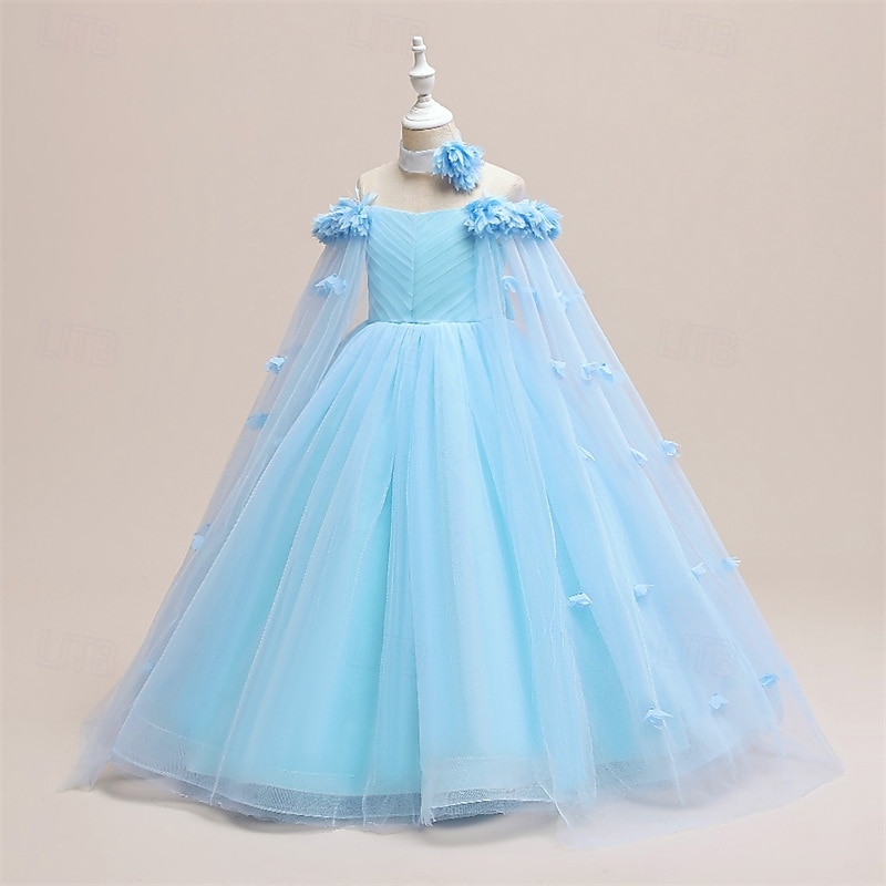 Flower Girl Dress Kid's Girls' Princess Dress Performance Wedding Party Elegant Beautiful Mesh Solid Color Sleeveless Crew Neck Light Pink White 4 years+ 2025 - GBP £37 –P7