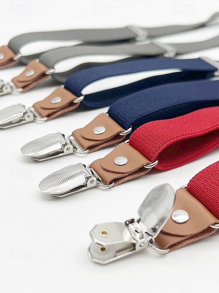 justerbara elastiska hängslen med accenter i konstläder och metallklämmor – klassisk y-back design för män, perfekt för formella evenemang, bröllop och dagligt slitage 2025 - $11.99 –P4