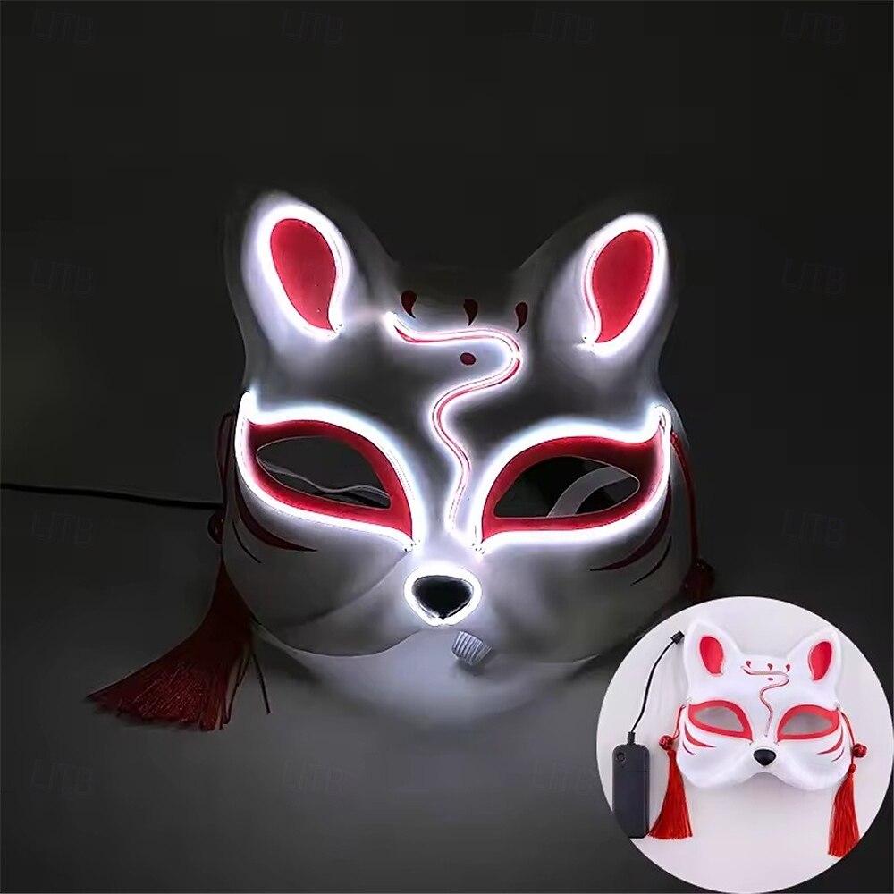 Carnival LED Fox Luminous Mask - Festival Party Light Up Decoration Prop, Internet Celebrity Live Streaming Gift AA Batteries Powered - 1PC 2025 - $14.99 –P3
