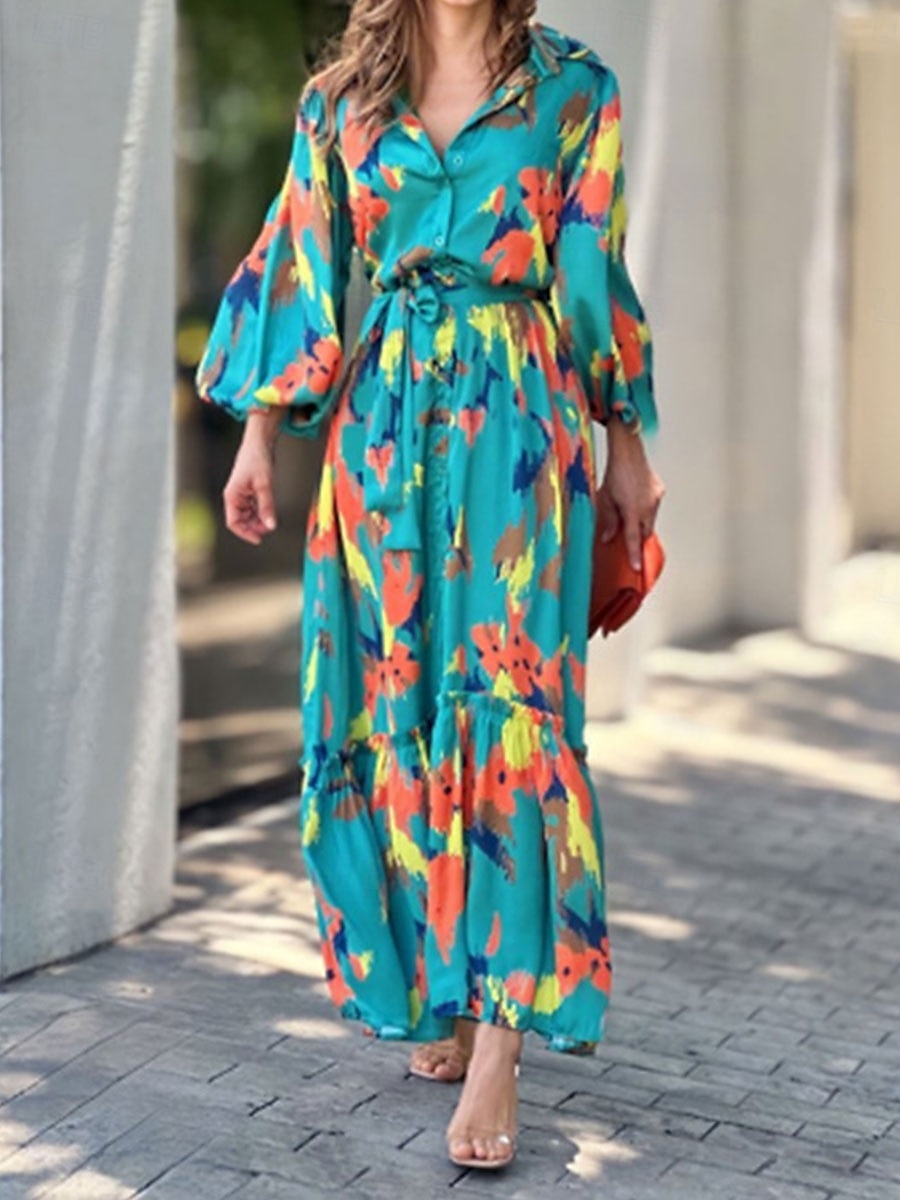 Per donna Vestito longuette Abito casual Elegante Moda Informale Da mare Feste Giornaliero Morbido Pop art Manica lunga Colletto blu acqua Autunno Inverno del 2025 a $51.99 –P3