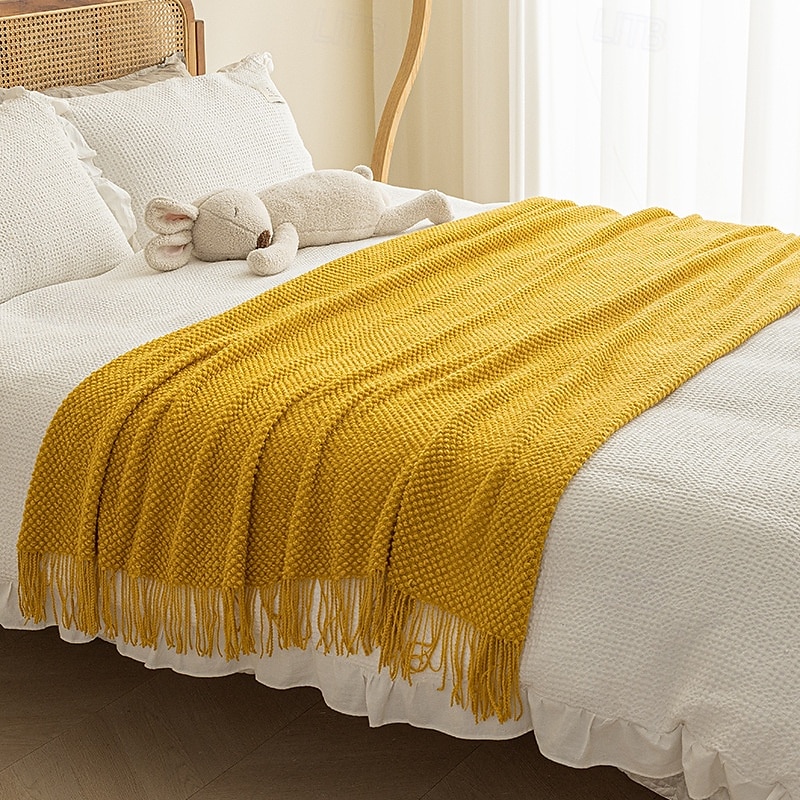 Throw Blanket with Tassel, Knit Throw Blankets Soft Cable Knitted Throw Blankets for Couch Stripe Spring Fall Blanket for Bed Sofa Cozy Lightweight Throw Blankets Scarf for Girls Boys 2025 - $30.99 –P3