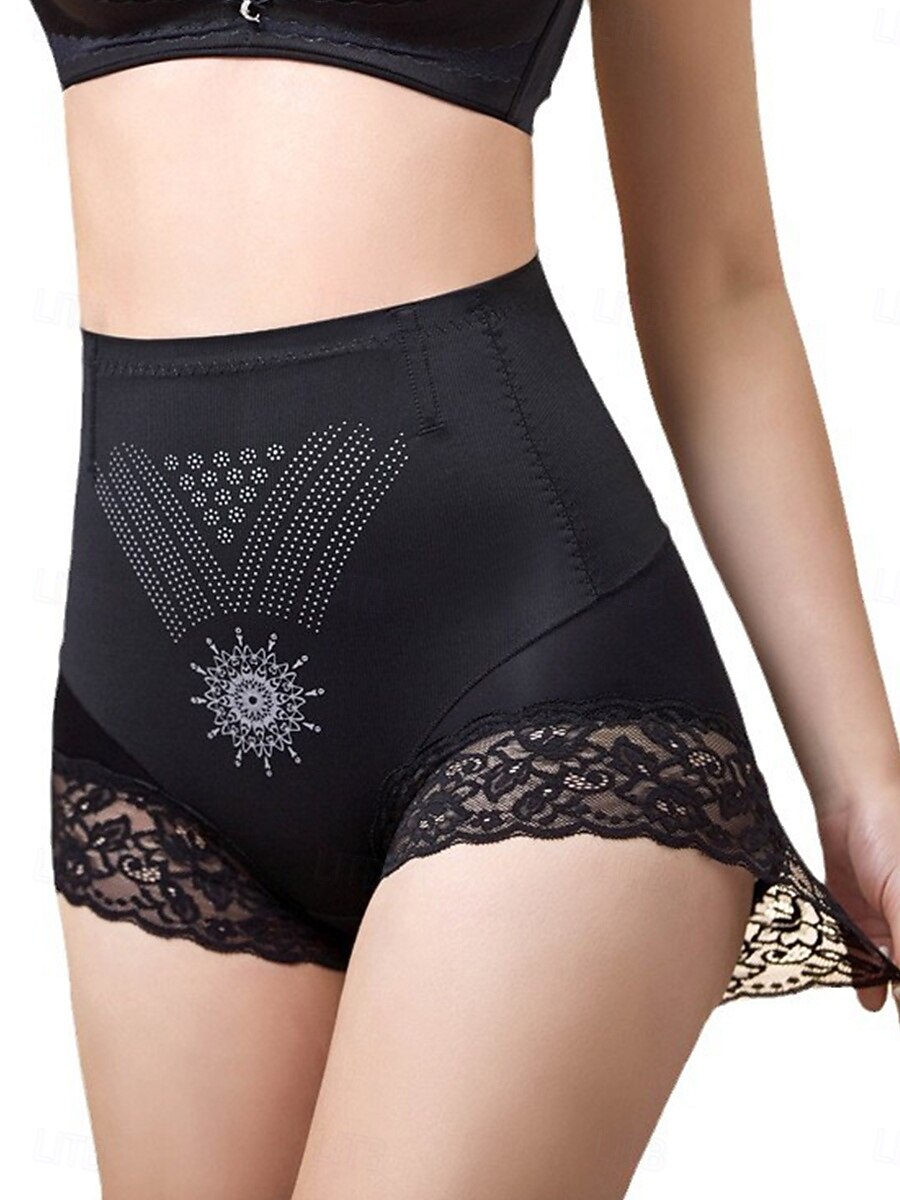 Жен. Корректирующее белье Утягивающие трусики СеткаNightwearНейлон Однотонный Черный Хаки Весна лето Наступила зима 2026 - $22.99 –P2