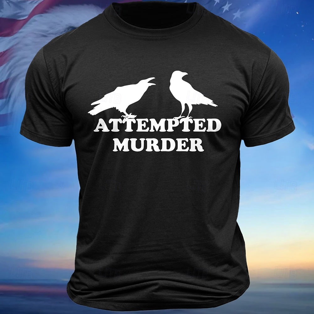 Men's Funny Attempted Murder Crow Pun Graphic T-Shirt, Raven Short Sleeve Tee 2026 - $17.49 –P3