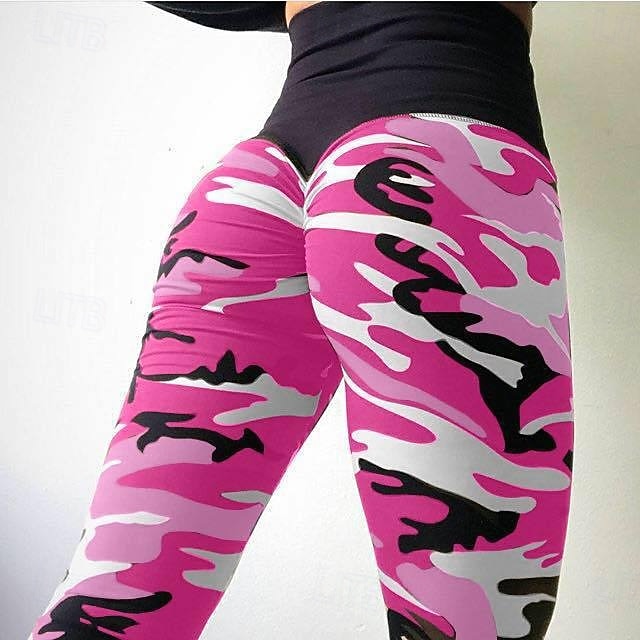 Women's Yoga Pants Yoga Leggings Patchwork Basic Butt Lift Tummy Control High Waist Pilates Gym Workout Workout Tights Cropped Pants Camo / Camouflage Camouflage Purple Grey Fall Winter Sports 2026 - $12.99 –P5