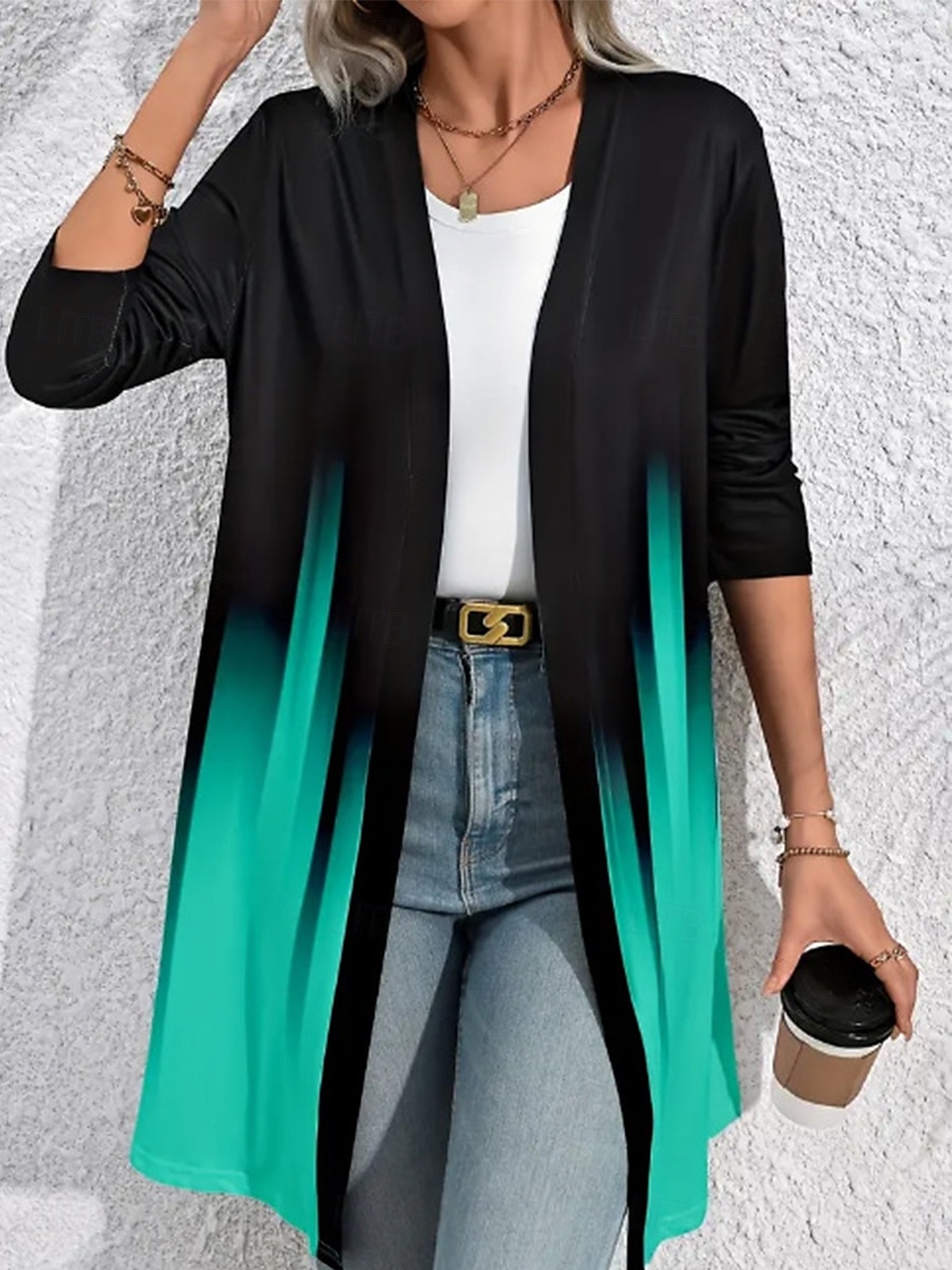 Per donna Shacket Traspirante Comodo Collage Di tendenza Colore graduale e sfumato Esterno Strada Lungo Girocollo Standard Manica lunga Capispalla Nero Viola Verde Primavera Autunno del 2025 a $29.99 –P6