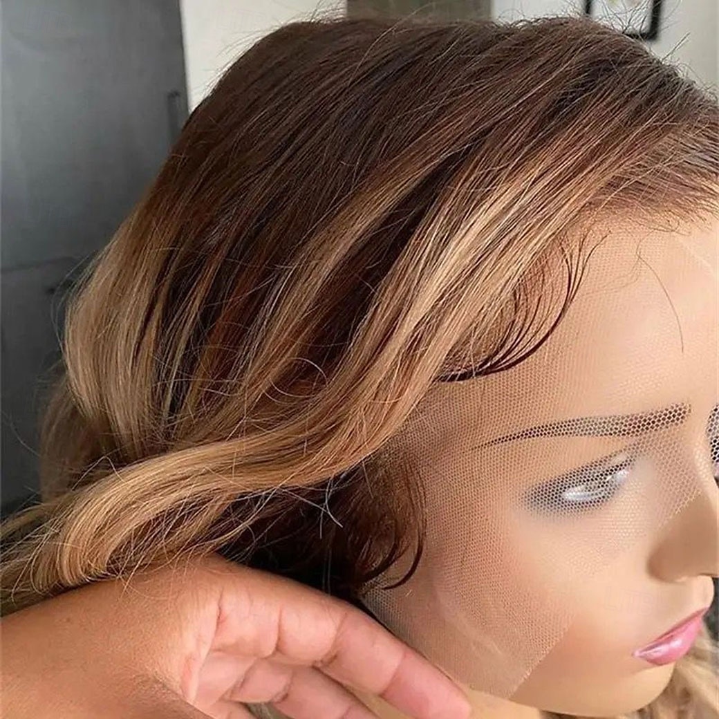 Perruque Cheveux Naturel Rémy Fermeture 5x5 13x4 devant en dentelle Cheveux Brésiliens Ondulation Lâche Blond Multicolore Partie libre Femme Densité 130% 150% Mèches Colorées / Balayées Ligne de de 2025 ? $235.69 –P3