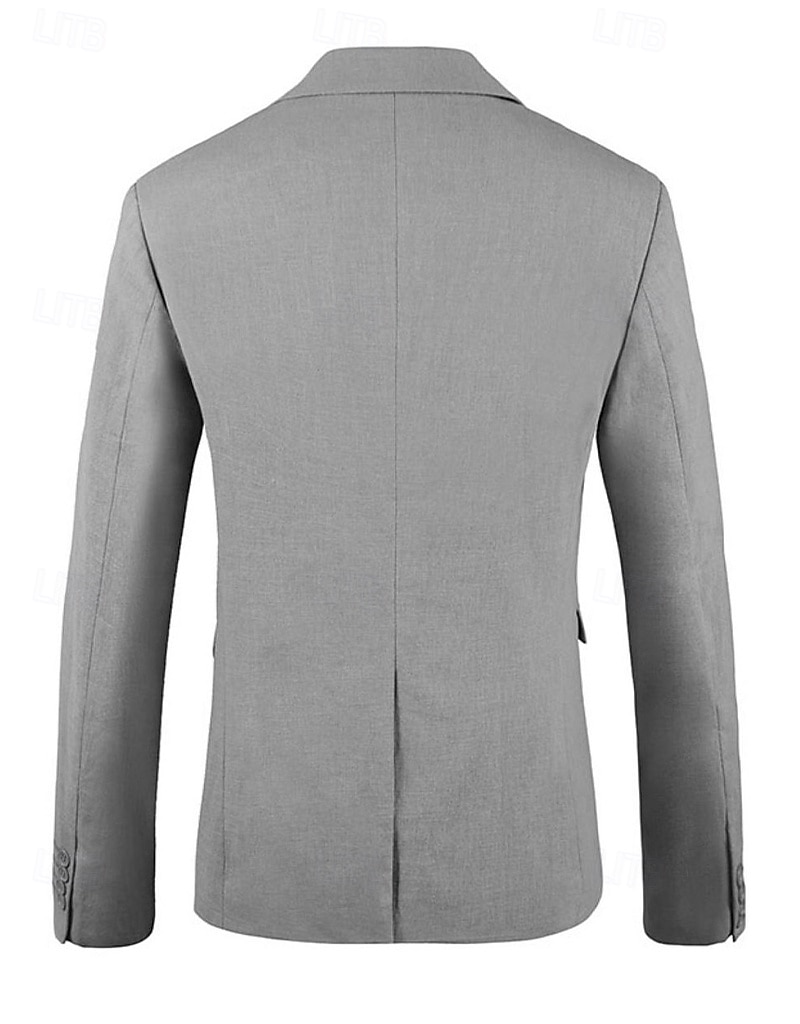 Blazer en lin pour hommes veste de sport mode décontractée été unis blazer bleu poussiéreux gris clair bleu foncé coupe ajustée à simple boutonnage un bouton de 2025 ? $78.99 –P6