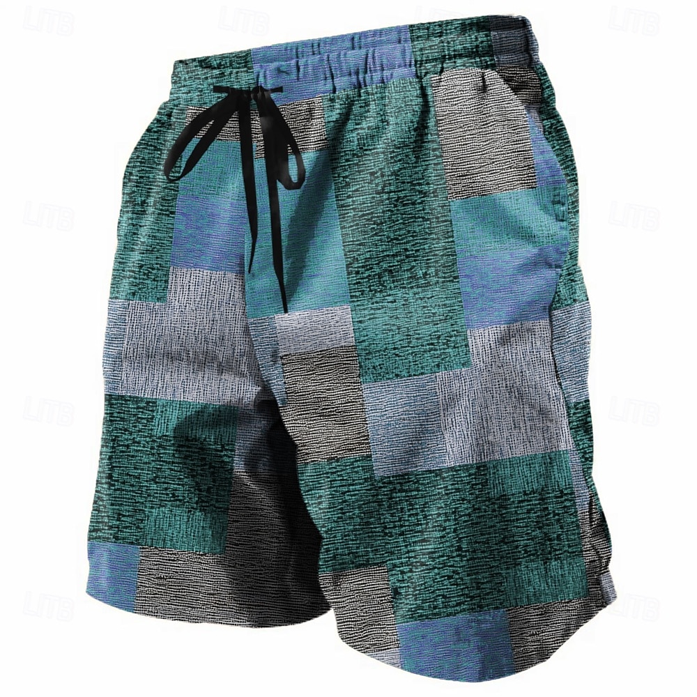 Men's Color Block Patchwork Shorts Summer Shorts Beach Shorts Mid Waist Streetwear Hawaiian Casual Daily Holiday Pocket Drawstring Elastic Waist Designer Clothing Apparel 2025 - $19.99 –P3