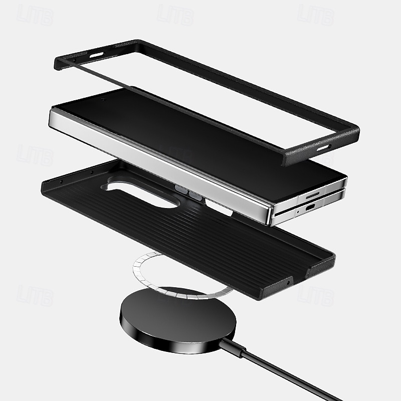 Phone Case For Samsung Galaxy Z Fold 7 Z Fold 6 Z Fold 5 Magnetic Adsorption Magnetic Support Wireless Charging Shockproof Armor PC PU Leather 2025 - $19.99 –P6