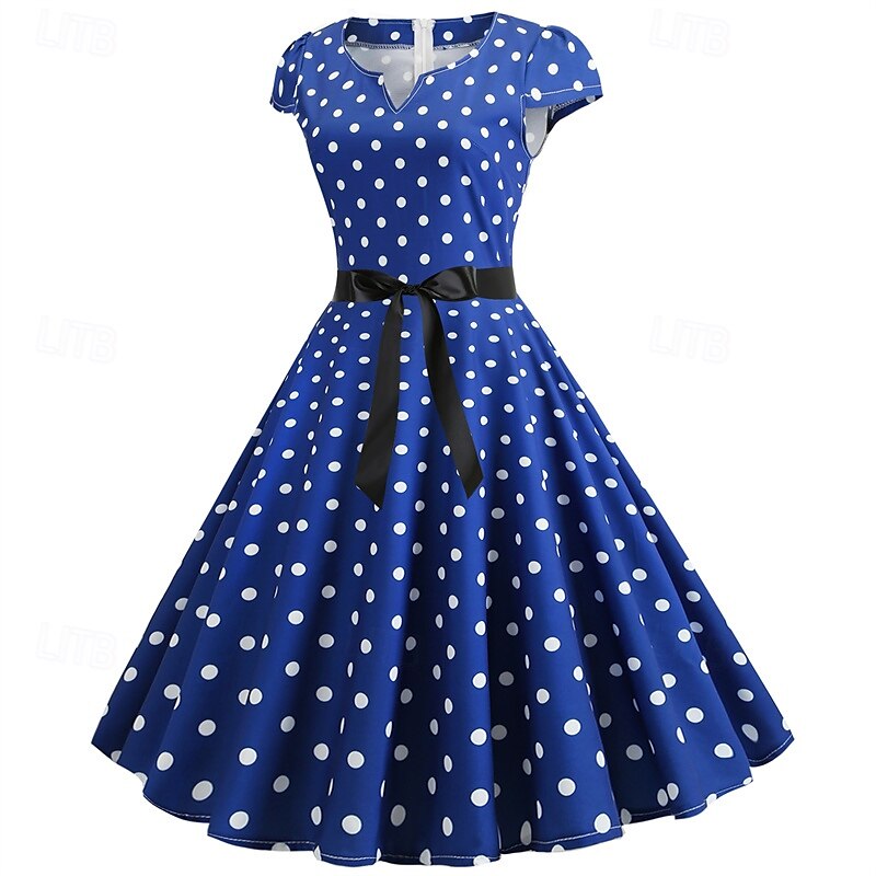 Elegant Classical 1950s Dress Polka Dot A-Line Women's Valentine's Day Event / Party Date Tea Party Adults' Dress Spring & Summer 2025 - GBP £15 –P2