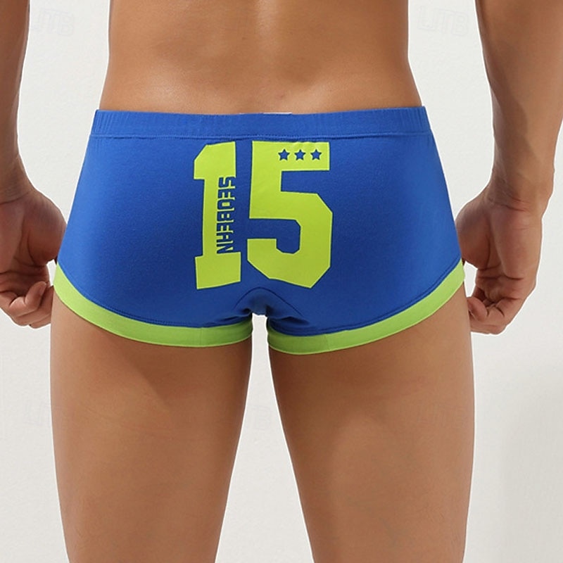 Men's 1 PCS Boxers Underwear Boxer Shorts Patchwork Spandex Breathable Soft Comfortable Color Block Letter & Number Mid Rise Black Red 2025 - $8.99 –P9