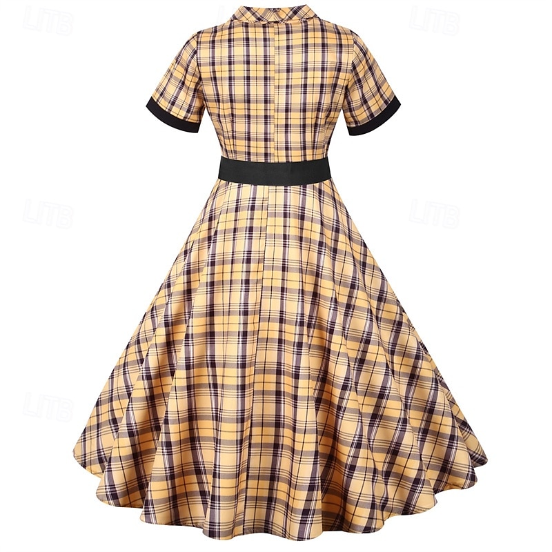 Elegant klasické 1950 Rochii Plisat Linia -A Pentru femei ziua îndragostiților Evenimente / Petrecere Dată Petrecere ceai Adulți Rochie Primavara vara 2025 - $24.99 –P12