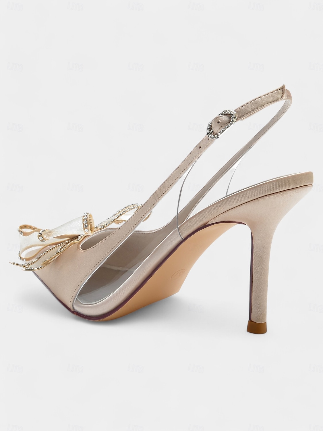 elegantit satiinikorkokengät kristallirusetilla – slingback-hääkengät klassisiin tanssiaisiin ja intiimeihin seremonioihin 2026 - $64.99 –P6