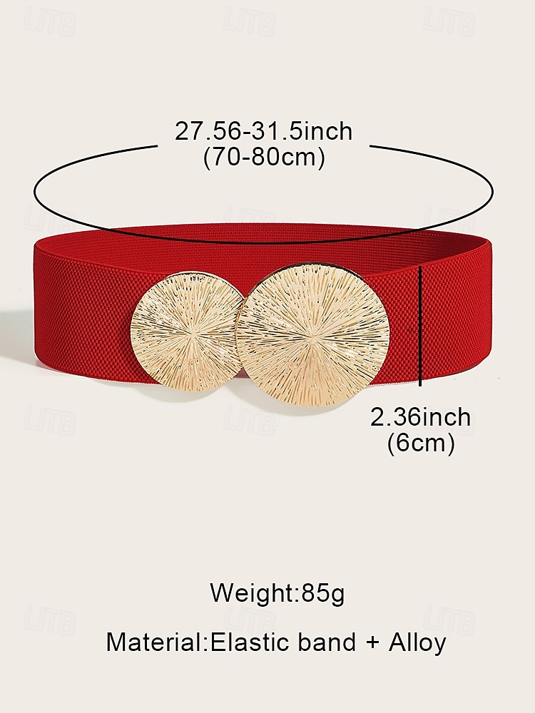 Women's Elastic Waist Belt with Gold Circle Buckle - Fashionable Wide Stretch Belt for Dresses, Casual and Formal Occasions 2025 - $11.99 –P5