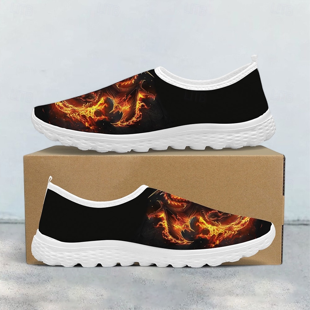 drageprint mesh slip-on joggesko for menn - lette pustende atletiske sko for løping, treningsstudio og fritidsklær 2025 - $29.99 –P2