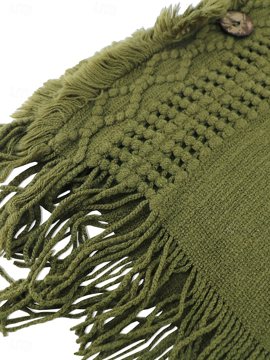 Femme Pullover Décontractées Couleur unie A côtes Col V Patchwork Franges Sans Manches Sans Manches Hauts longs Tricoter Extérieur Rendez-vous Noir Vert Printemps Automne de 2025 ? $28.99 –P6