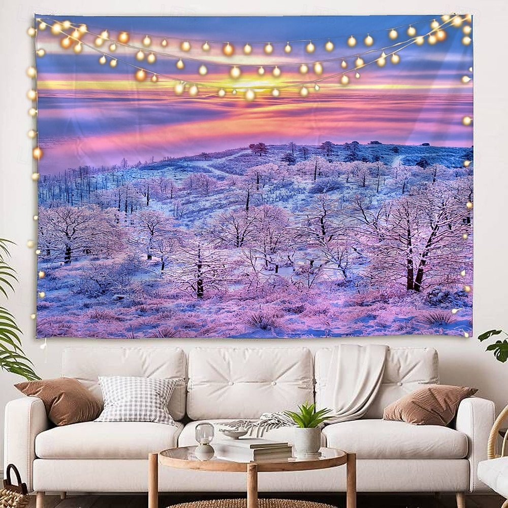 Tapiz colgante de pared con diseño de país de las maravillas invernal, tapiz grande, decoración mural, fotografía, telón de fondo, manta, cortina, decoración del hogar, dormitorio, sala de estar, 2026 - $20.99 –P1