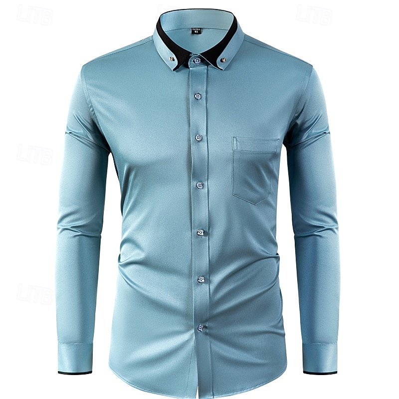 Herren Hemd Oberhemd Knopfhemd Farbblock Hochzeit Party Schwarz Weiß Wein Rote Langarm Kargen Frühling & Herbst Bekleidung Patchwork 2025 - $21.99 –P10