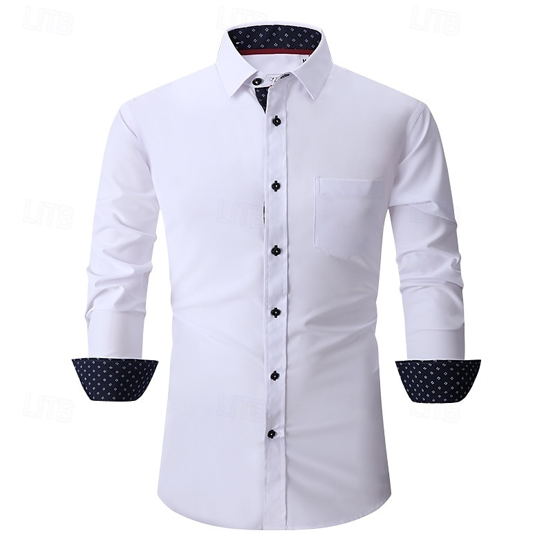 Per uomo Camicie Camicia con bottoni Color Block Matrimonio Esterno Nero Bianco Vino Blu marino scuro Manica lunga Colletto alla francese Estate Primavera Abbigliamento del 2025 a $25.99 –P4