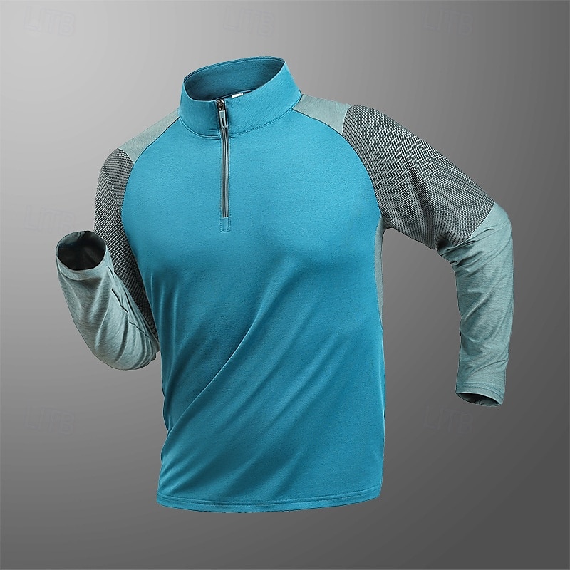 Hombre Camiseta Camiseta para senderismo Manga Larga Cremallera de un cuarto Camiseta Camiseta musculosa Camiseta elástica de culturismo Al aire libre Secado rápido Rutina de ejercicio Suave Reductor 2025 - $21.99 –P5
