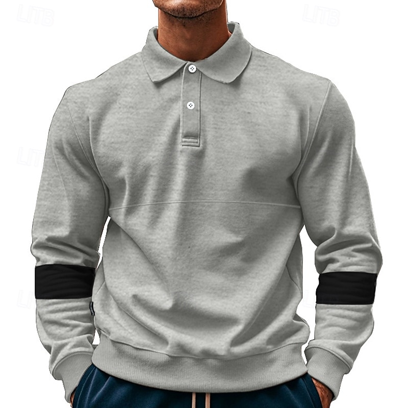 Men's Golf Shirt Golf Polos Shirts Work Casual Lapel Long Sleeve Basic Modern Color Block Patchwork Buttons Spring &  Fall Regular Fit Black White Army Green Khaki Gray Golf Shirt 2025 - $25.99 –P12