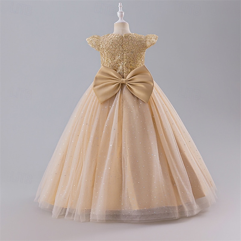 kinderkleidung Mädchen Blumenmädchen Kleid Party Kleid Farbblock Ärmellos Leistung Hochzeit Party Krawattenknoten Schön Süß Polyester Maxi abendkleider Schaukelkleid A Linie Kleid Sommer 4 Jahre + 2025 - $47.99 –P4