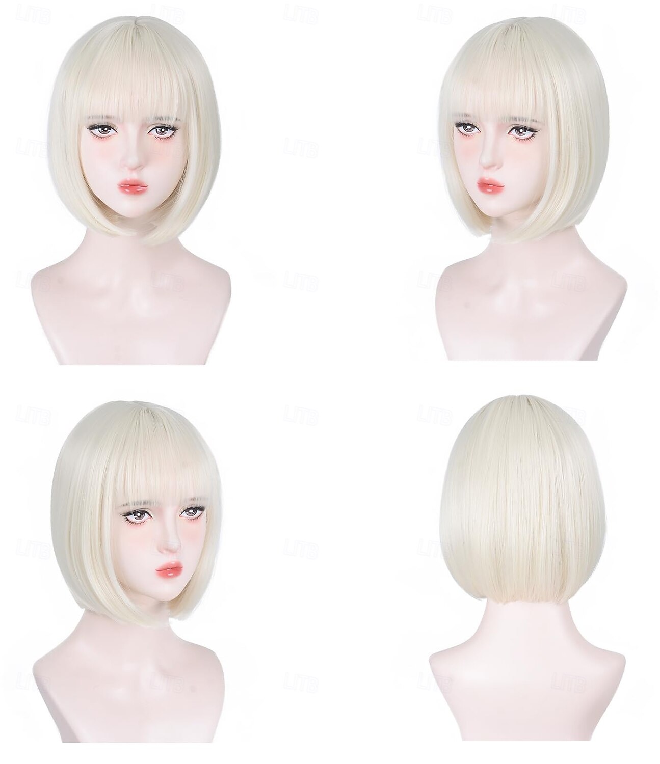 parrucche bob corte per donne parrucca bob con frangia parrucca bob liscia super morbida e facile da indossare, parrucca sintetica colorata per tutti i giorni, cosplay del 2025 a $18.49 –P6
