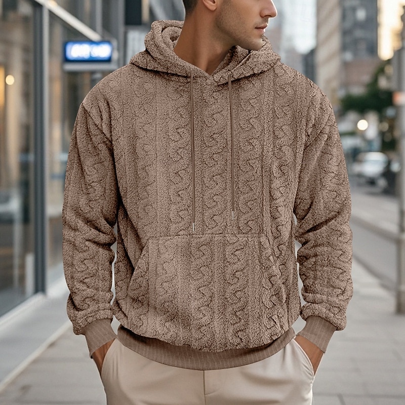 Per uomo Felpa con cappuccio Felpa con cappuccio in pile Aalbicocca Nero Blu Marrone Grigio Con cappuccio Liscio Jacquard Tasche Sportivo Giornaliero Per eventi Poliestere Streetwear Essenziale del 2025 a $26.99 –P18