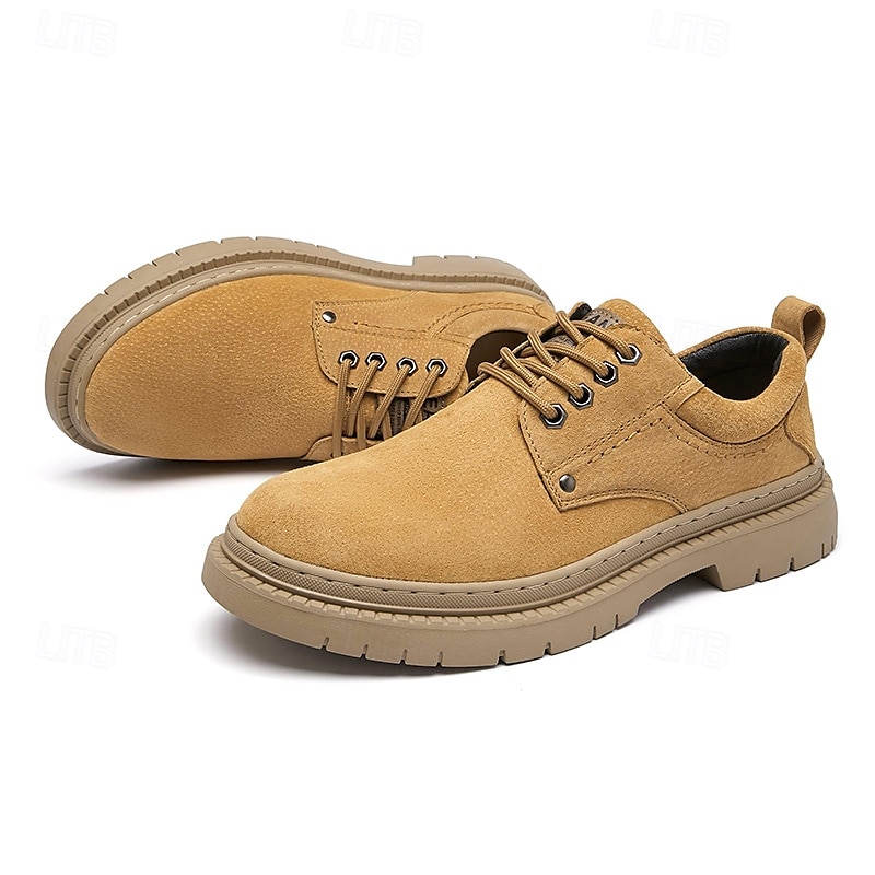 Arbeitsschuhe für Herren aus hellbraunem Wildlederimitat mit Schnürung und robuster Sohle – strapazierfähiges Freizeitschuhwerk für die Arbeit, zum Wandern und für den Alltag 2025 - $59.99 –P2